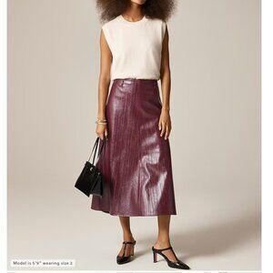 J.Crew Collection A-line skirt in faux eel-skin leather